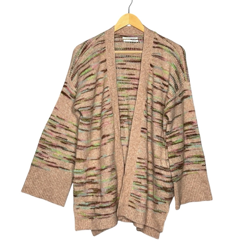 Anthropologie cardigan tan multicolor flare sleeve size medium